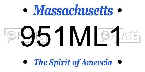 951ML1 Massachusetts License Plate