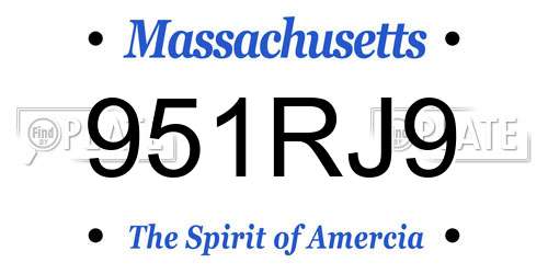 951RJ9 Massachusetts License Plate