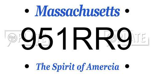 951RR9 Massachusetts License Plate