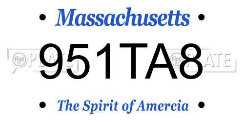 951TA8 Massachusetts License Plate