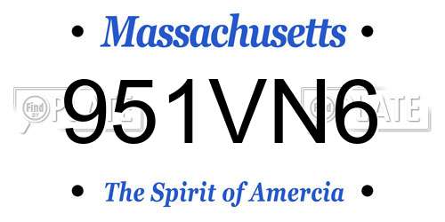 951VN6 Massachusetts License Plate