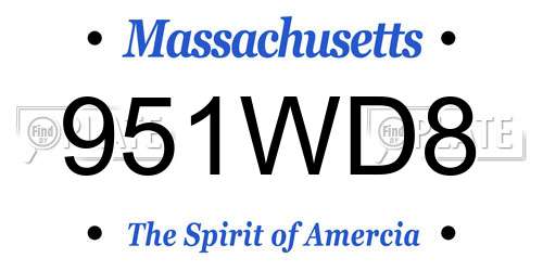 951WD8 Massachusetts License Plate