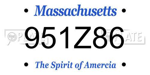 951Z86 Massachusetts License Plate