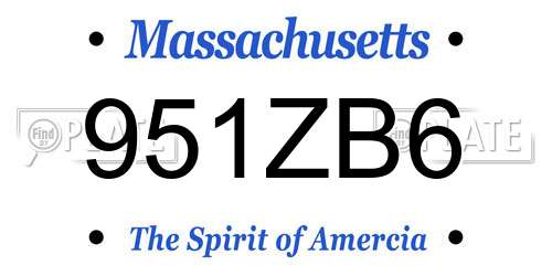 951ZB6 Massachusetts License Plate