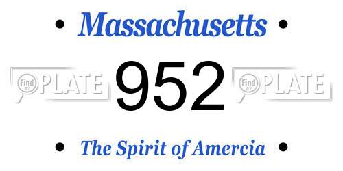 952 Massachusetts License Plate
