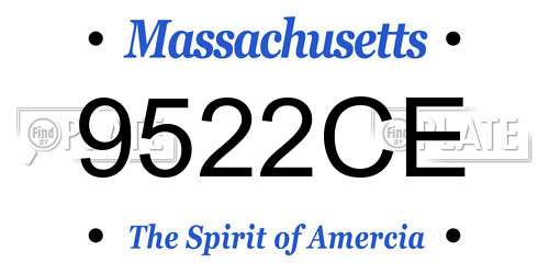 9522CE Massachusetts License Plate