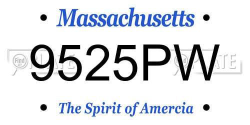 9525PW Massachusetts License Plate