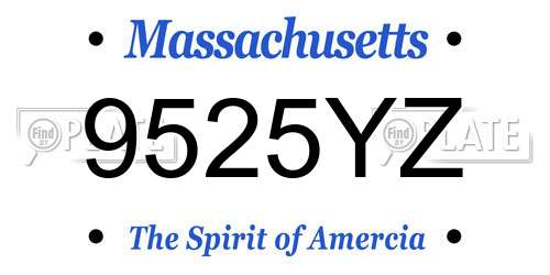9525YZ Massachusetts License Plate
