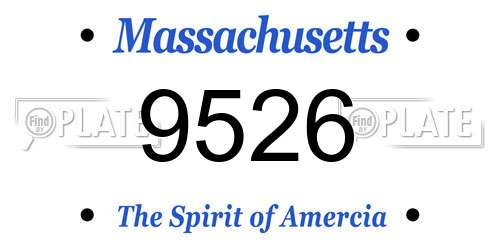 9526 Massachusetts License Plate