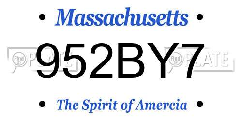 952BY7 Massachusetts License Plate
