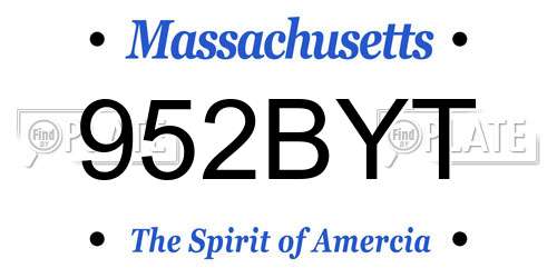 952BYT Massachusetts License Plate