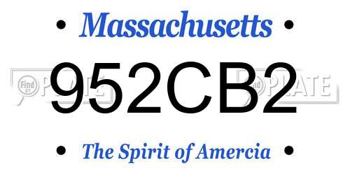952CB2 Massachusetts License Plate
