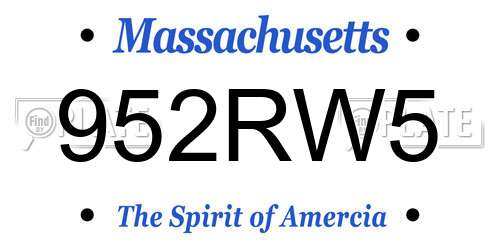 952RW5 Massachusetts License Plate