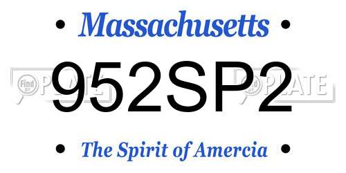 952SP2 Massachusetts License Plate