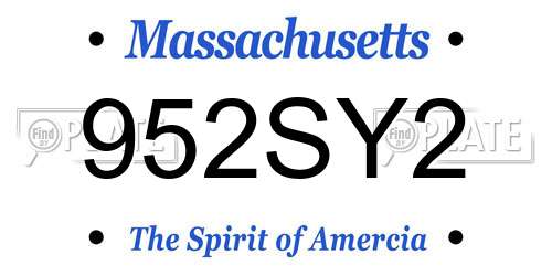 952SY2 Massachusetts License Plate