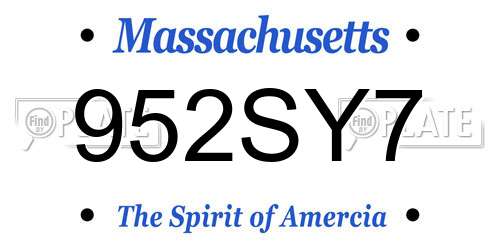 952SY7 Massachusetts License Plate