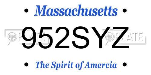 952SYZ Massachusetts License Plate