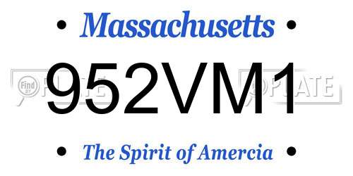 952VM1 Massachusetts License Plate