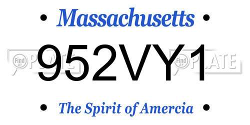 952VY1 Massachusetts License Plate