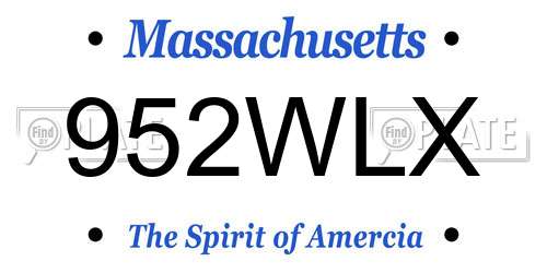 952WLX Massachusetts License Plate