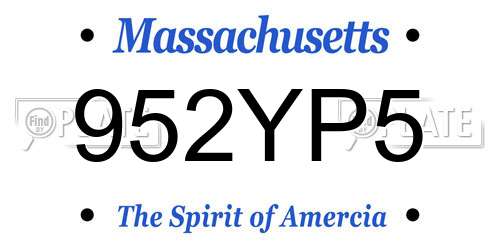 952YP5 Massachusetts License Plate