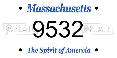 9532 Massachusetts License Plate