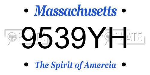 9539YH Massachusetts License Plate