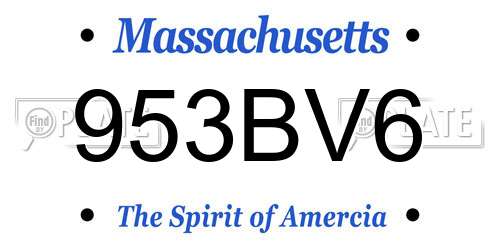 953BV6 Massachusetts License Plate