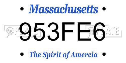 953FE6 Massachusetts License Plate