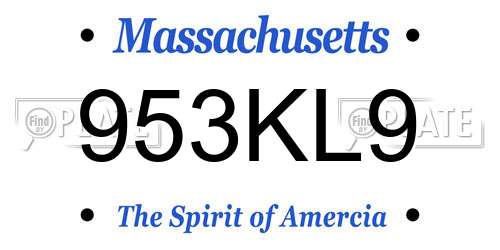 953KL9 Massachusetts License Plate