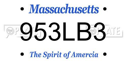 953LB3 Massachusetts License Plate