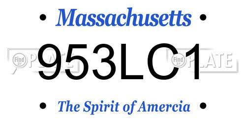 953LC1 Massachusetts License Plate