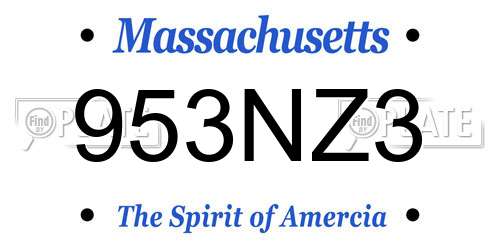 953NZ3 Massachusetts License Plate