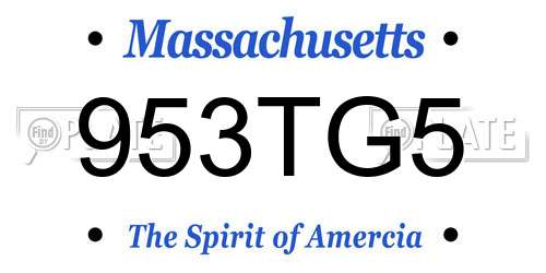 953TG5 Massachusetts License Plate