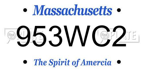 953WC2 Massachusetts License Plate