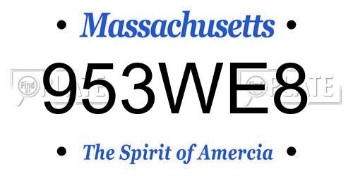 953WE8 Massachusetts License Plate