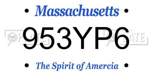 953YP6 Massachusetts License Plate