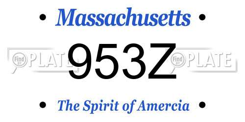 953Z Massachusetts License Plate