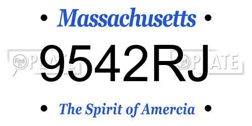 9542RJ Massachusetts License Plate