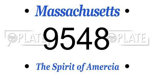 9548 Massachusetts License Plate