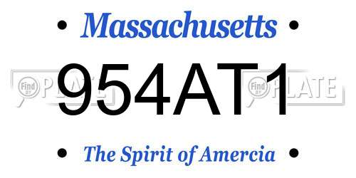 954AT1 Massachusetts License Plate