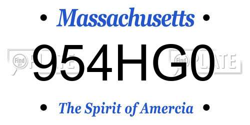 954HG0 Massachusetts License Plate