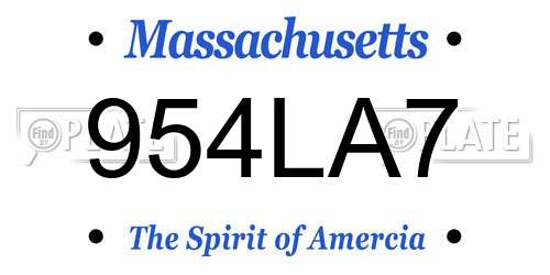 954LA7 Massachusetts License Plate
