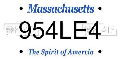 954LE4 Massachusetts License Plate