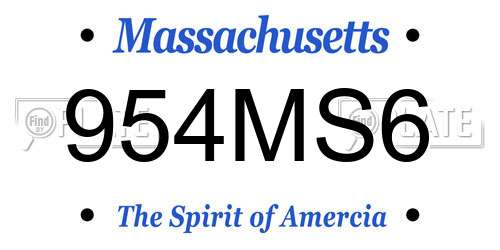 954MS6 Massachusetts License Plate
