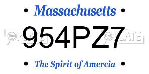 954PZ7 Massachusetts License Plate