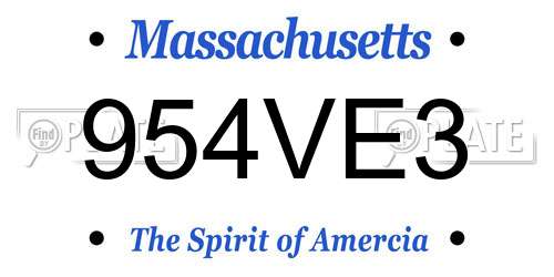 954VE3 Massachusetts License Plate