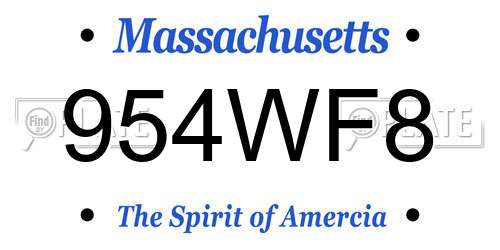 954WF8 Massachusetts License Plate