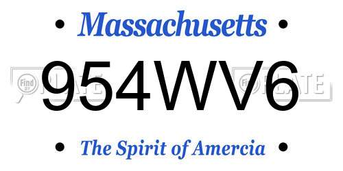 954WV6 Massachusetts License Plate