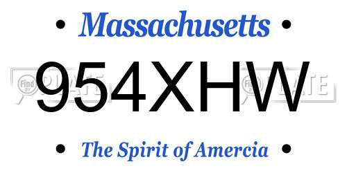 954XHW Massachusetts License Plate